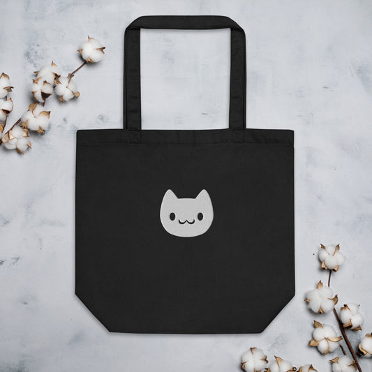 Embroidered Cat Icon Tote Bag